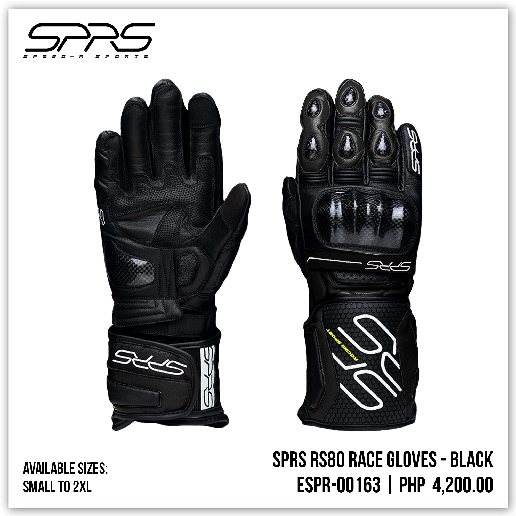 SPRS RS80 RACE GLOVES BLACK