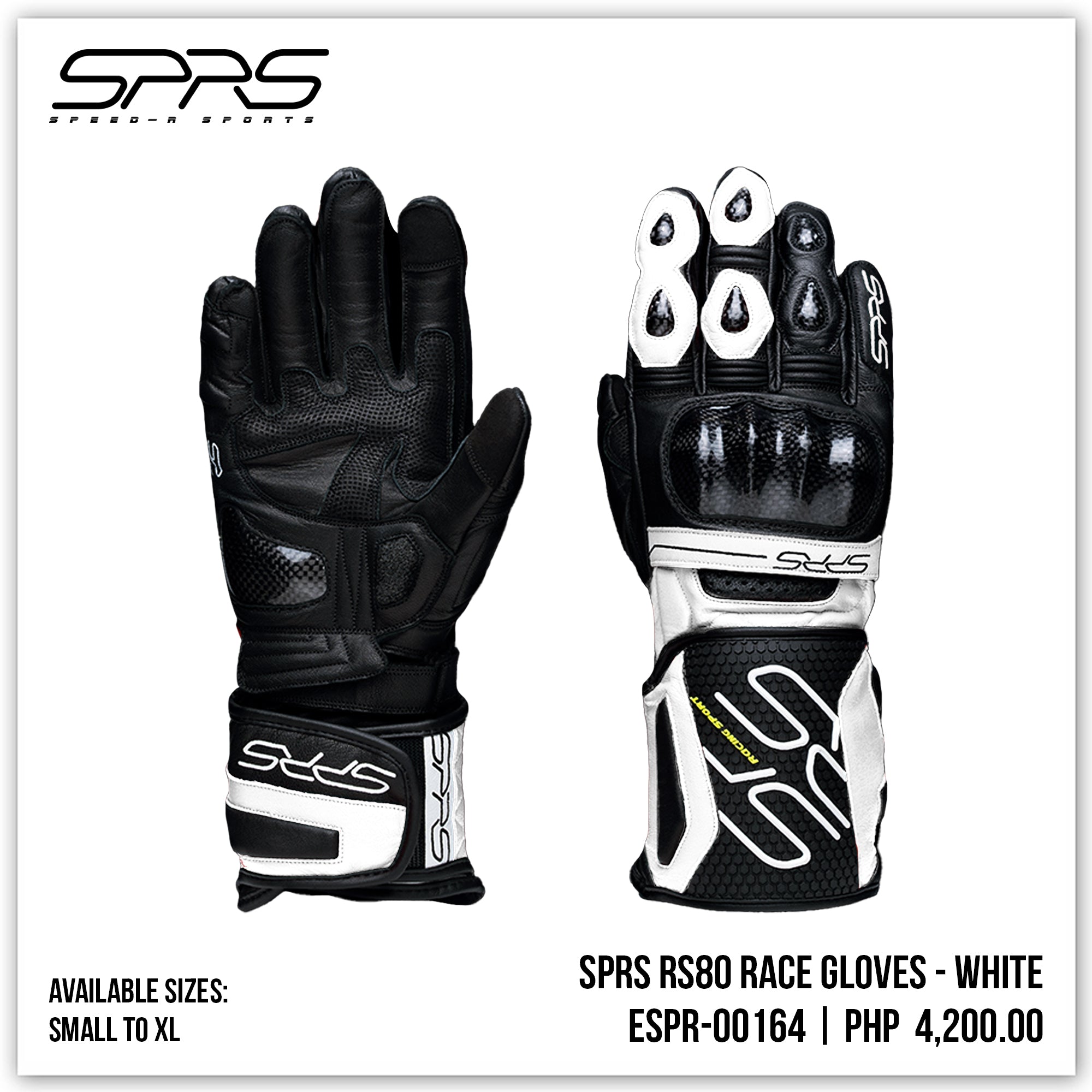 SPRS RS80 RACE GLOVES WHITE